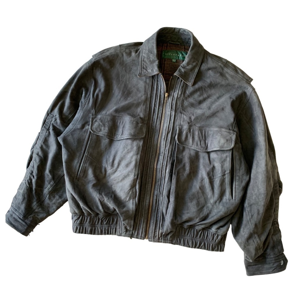 Vintage Overland Silverado Leather Bomber Jacket Blanket Lined Wool Pilot Flight